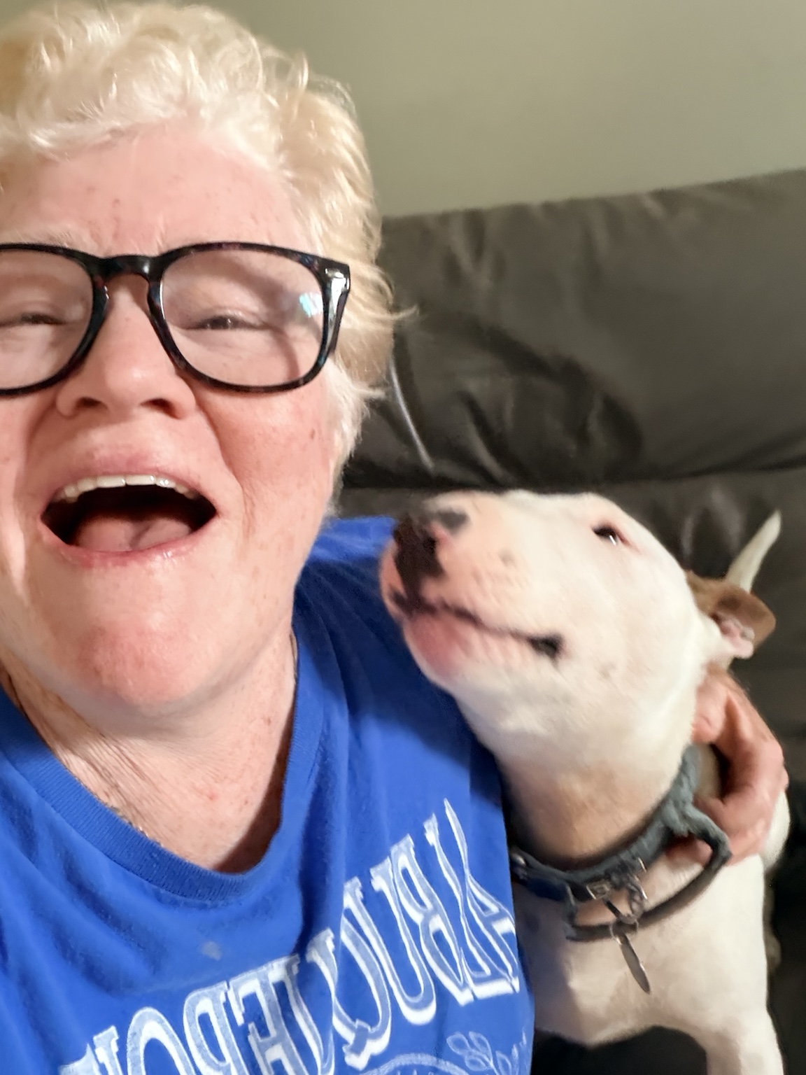 Bethany enjoying time with a dog